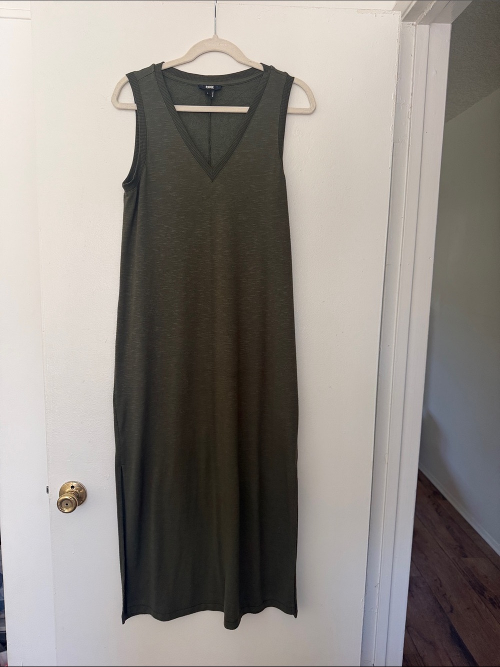 Paige Casual V-Neck Olive Maxi Dress